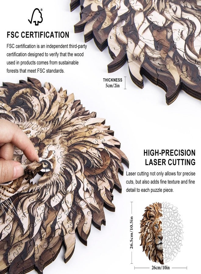 Offito Wooden Puzzles for Adults - 200 Pieces Lion Unique Shaped Wooden Jigsaw Puzzles for Adults, Medium Size 10'' x 10.5'' Adult Wood Puzzles for Family Friend Game - Image 4